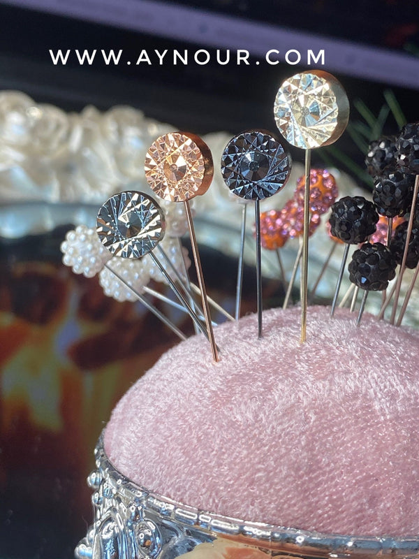 3 of rose gold metallic luxurious basic pins - Aynour.com