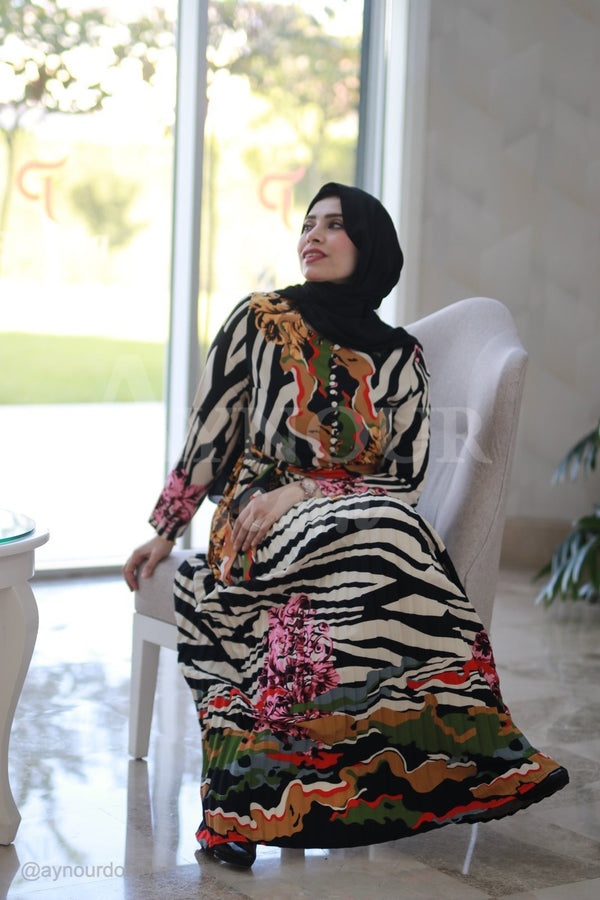 Adorable Wild Zebra Prints Modest Dress 2020 - Aynour.com