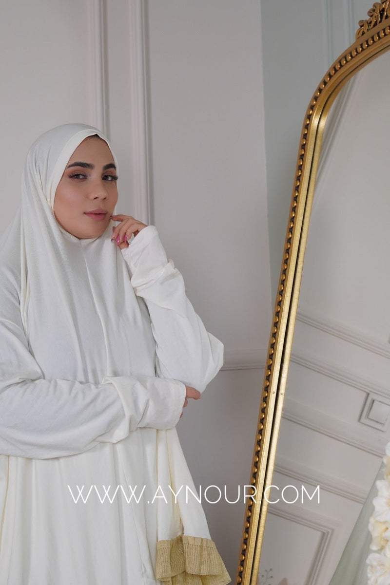 Angelic Breathable Prayer Set 2 Piece Headscarf Skirt Islamic Hijab Luxurious Cotton Lycra - Aynour.com