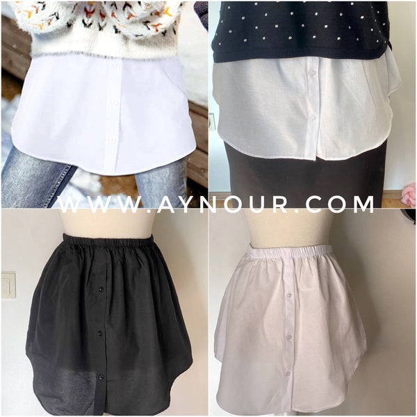 Black Fake Top Lower Sweep Shirt Extender Mini Skirt Shirt Hemline Half Length basic hijab needs - Aynour.com