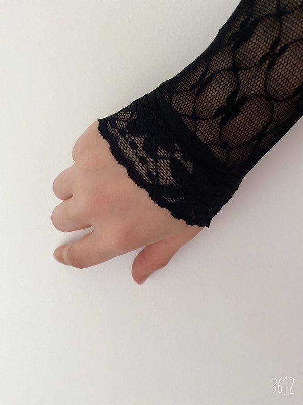 Black lace Full Arm Cover Up Sleeve basic hijab need - Aynour.com