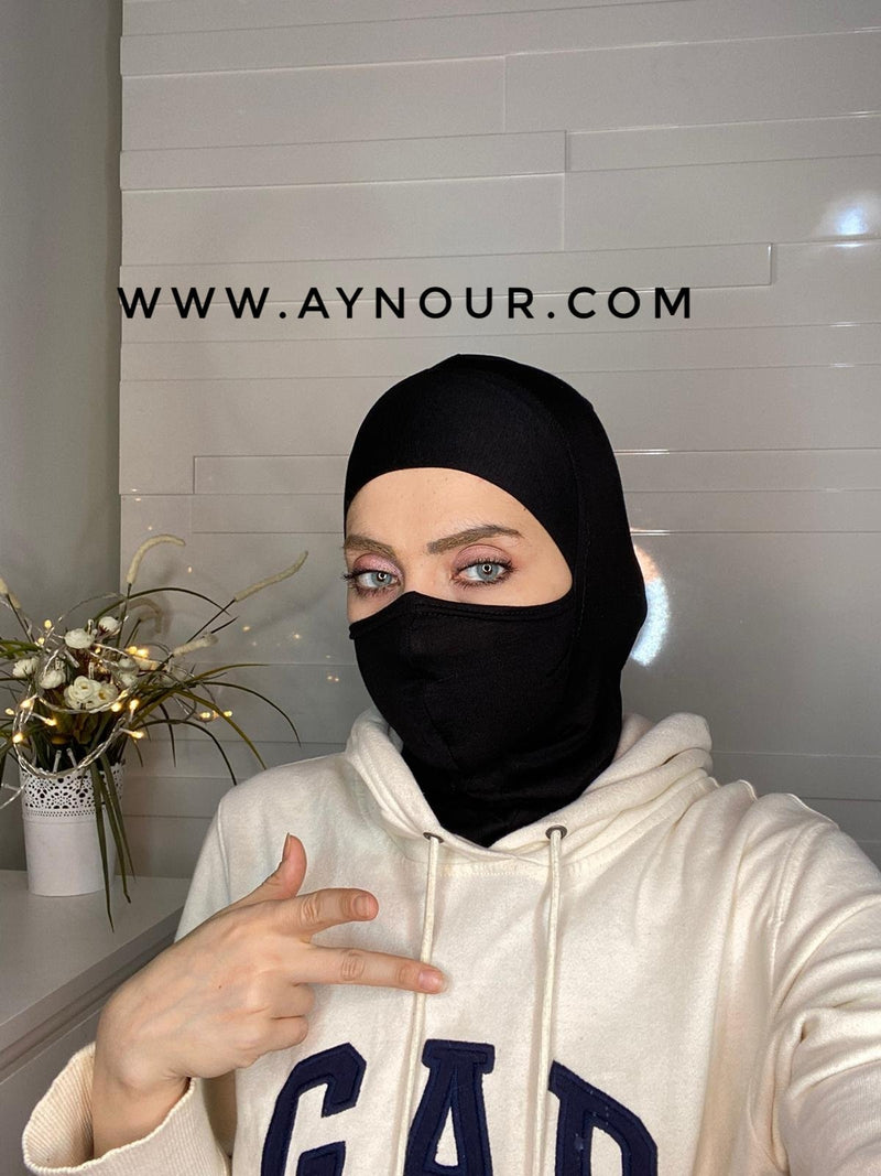 black mask hijab cab cotton Best Instant Hijab 2021 - Aynour.com