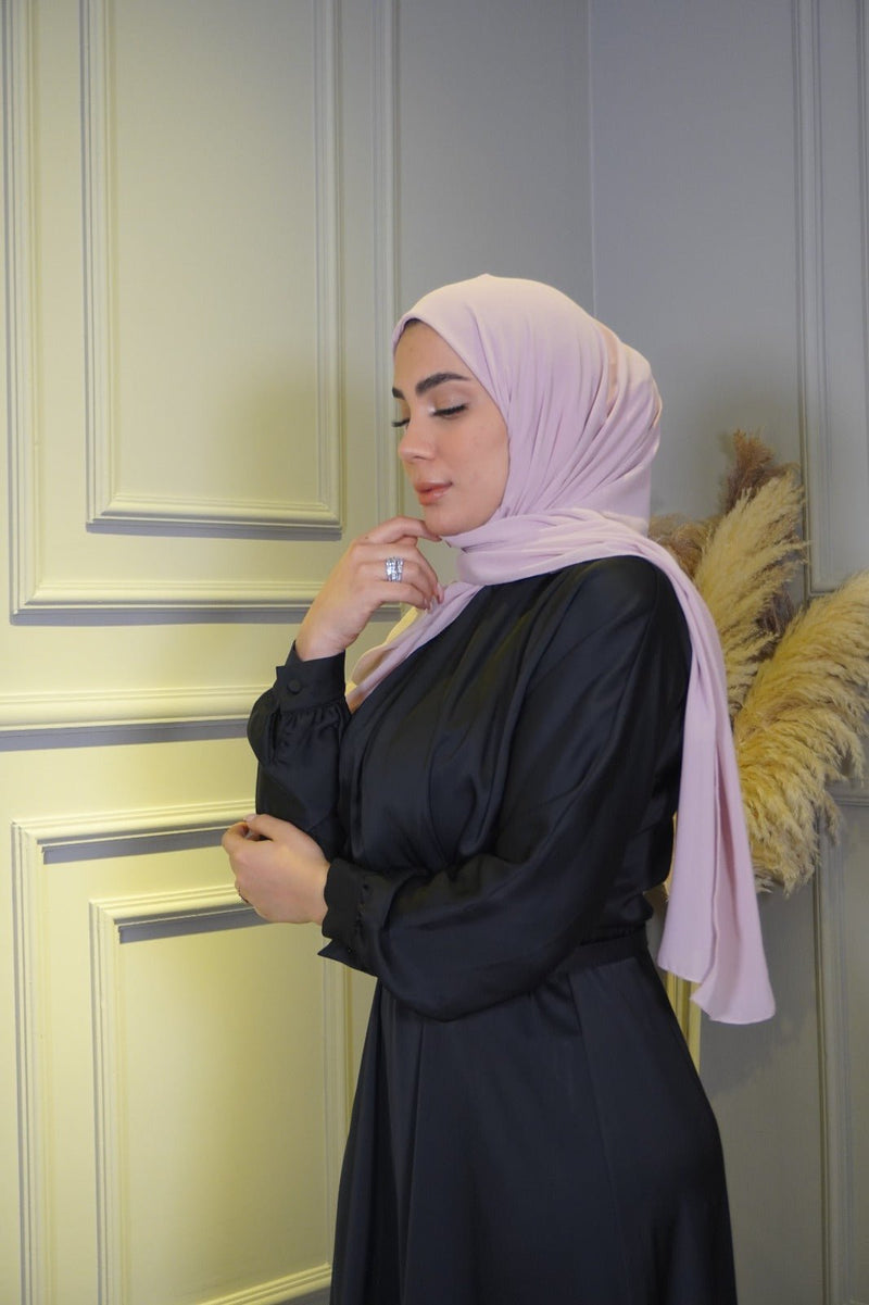Black satin glowry Modest Dress Eid collection 2022 - Aynour.com