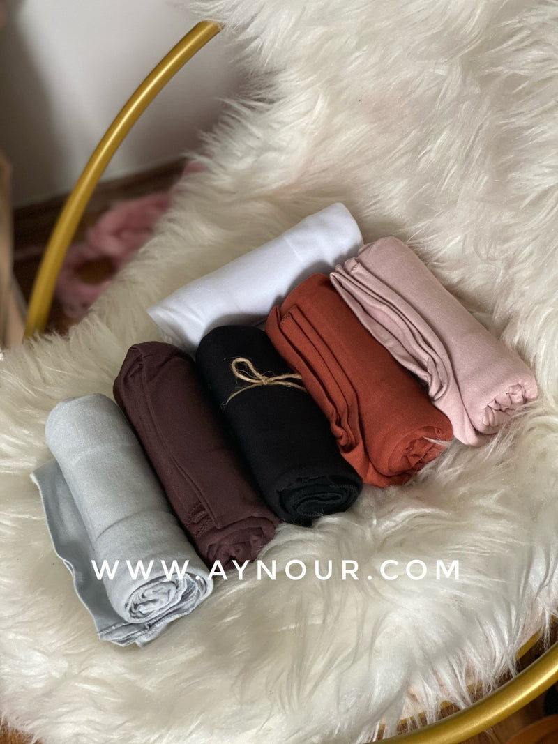 Brown cotton normal basic scarf Hijab 2021 - Aynour.com