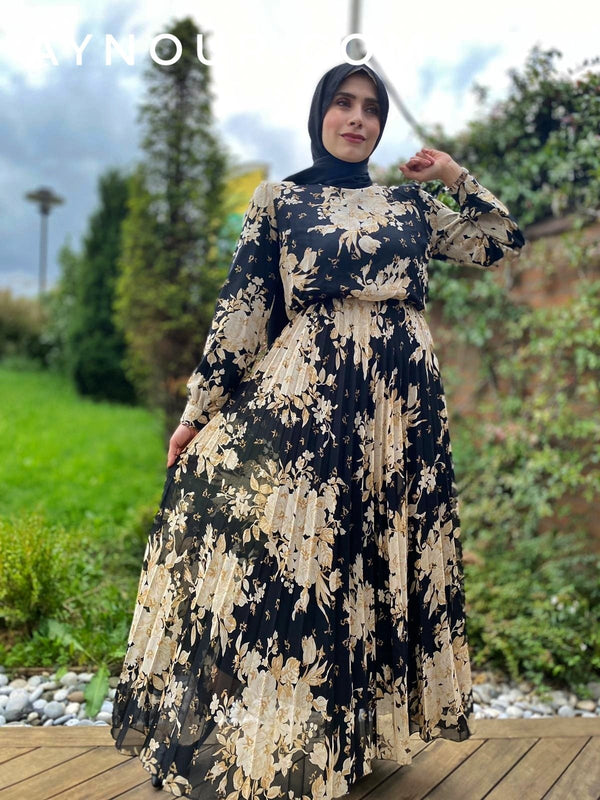 Classy Flower Prints Modest Dress 2020 - Aynour.com