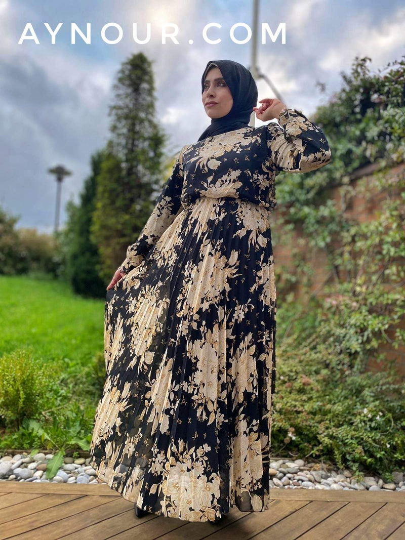 Classy Flower Prints Modest Dress 2020 - Aynour.com