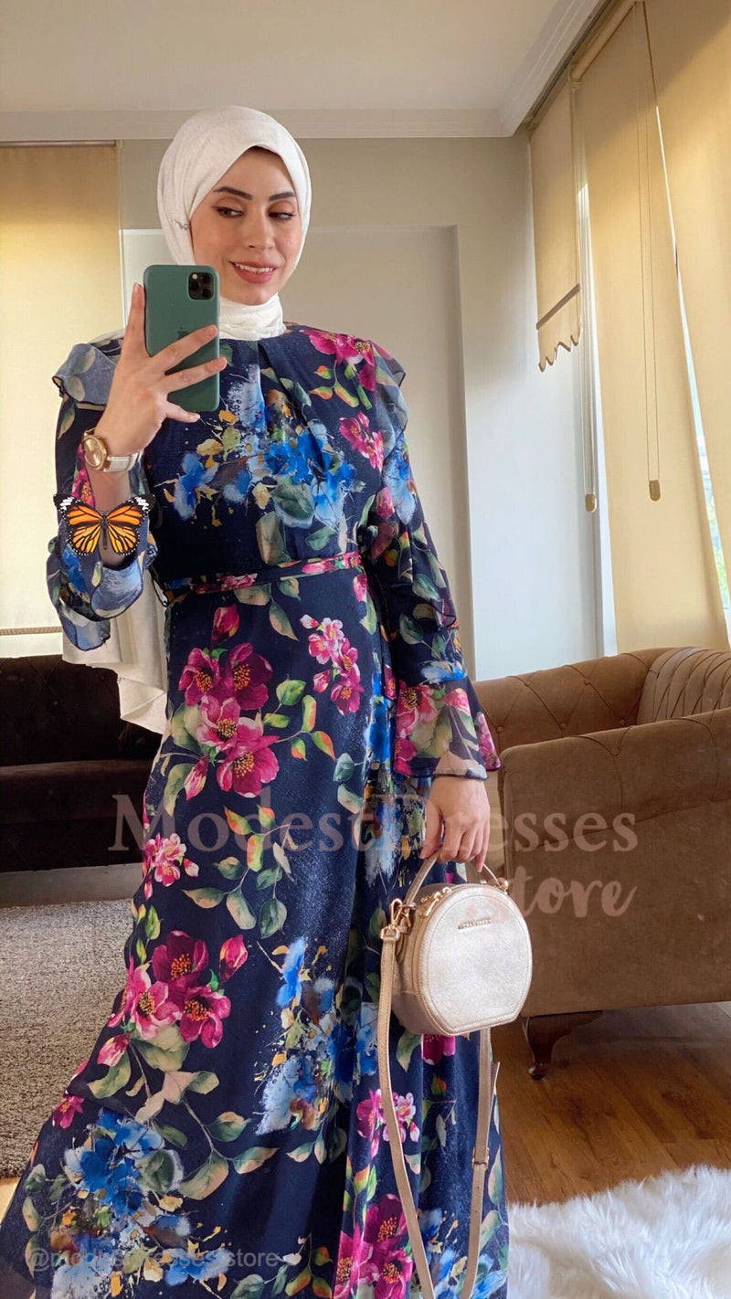 Colorful Floral Modest Dress 2020 - Aynour.com