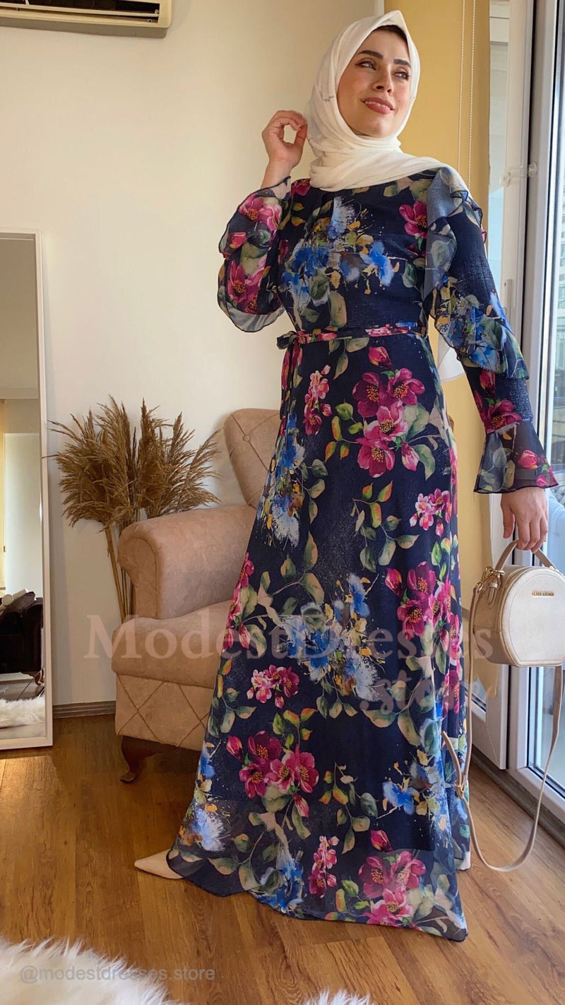 Colorful Floral Modest Dress 2020 - Aynour.com