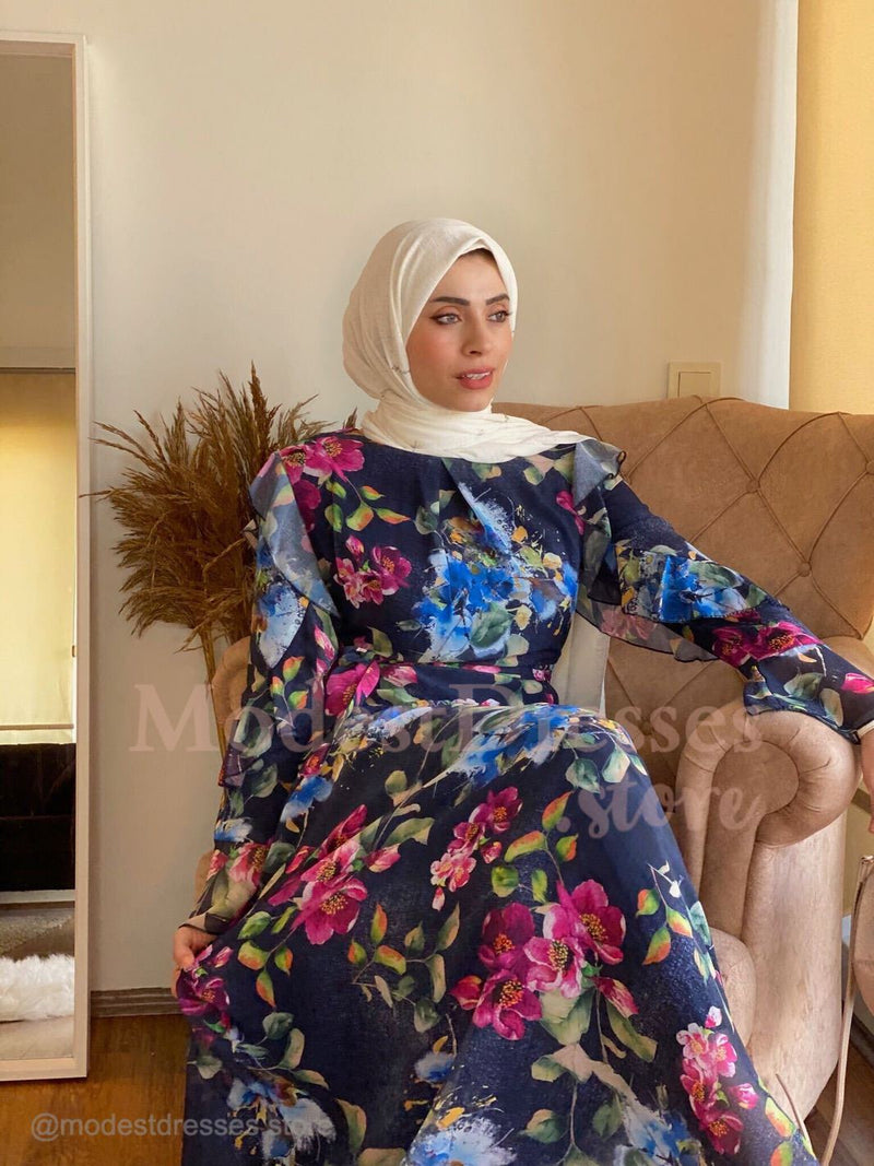 Colorful Floral Modest Dress 2020 - Aynour.com