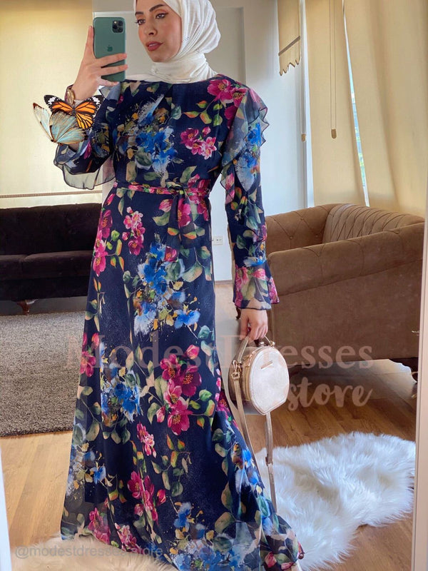 Colorful Floral Modest Dress 2020 - Aynour.com