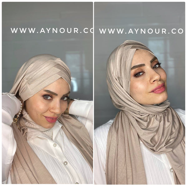 Cross Cotton SMART No Pin Scarf Instant Hijab - Aynour.com