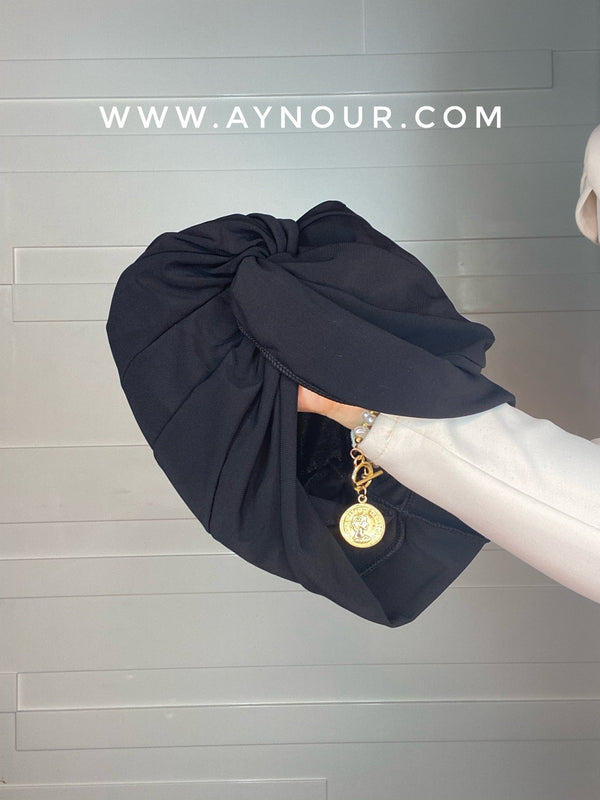 Cross turban black 2 styles instant Hijab 2021 - Aynour.com