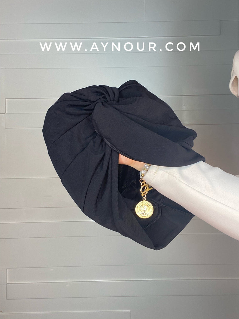 Cross turban black 2 styles instant Hijab 2021 - Aynour.com