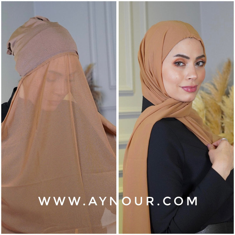 EVE Daily color Chiffon Instant Hijab 2 Layers - Aynour.com