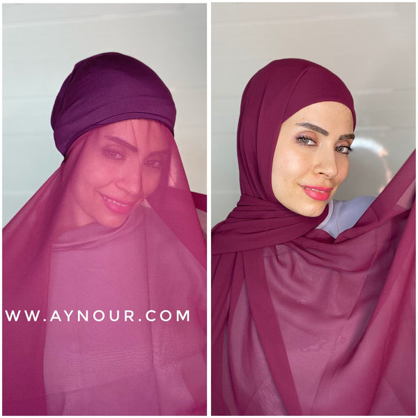 EVE HOT colors Chiffon Instant Hijab 2 Layers - Aynour.com