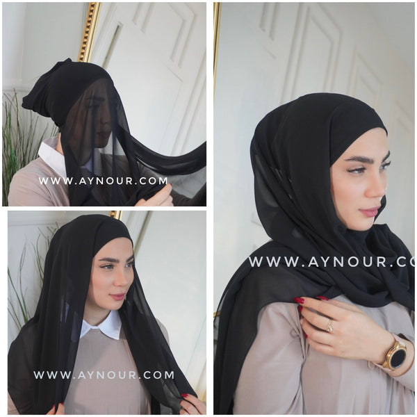 EVE ROYAL color Chiffon Instant Hijab 2 Layers - Aynour.com