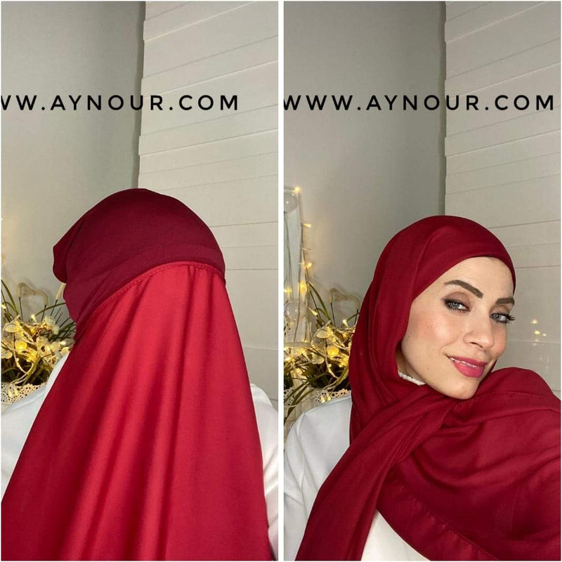 EVE ROYAL color Chiffon Instant Hijab 2 Layers - Aynour.com