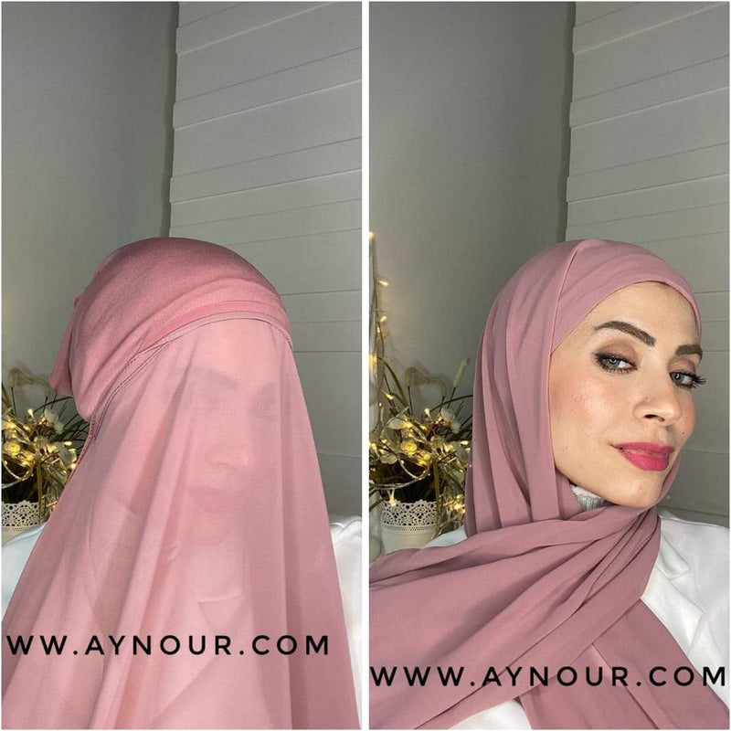 EVE ROYAL color Chiffon Instant Hijab 2 Layers - Aynour.com