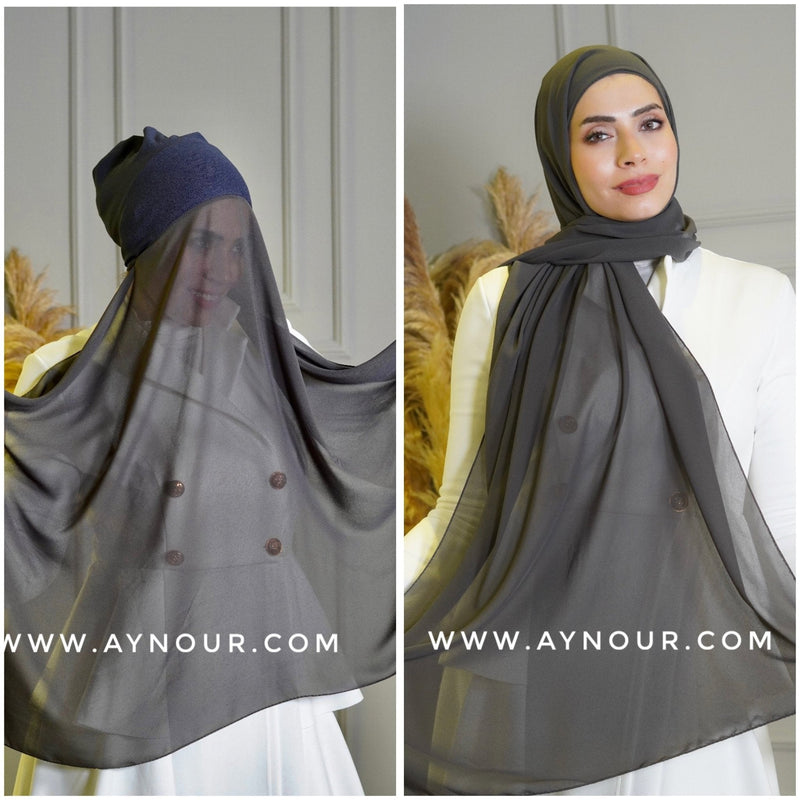 EVE ROYAL color Chiffon Instant Hijab 2 Layers - Aynour.com