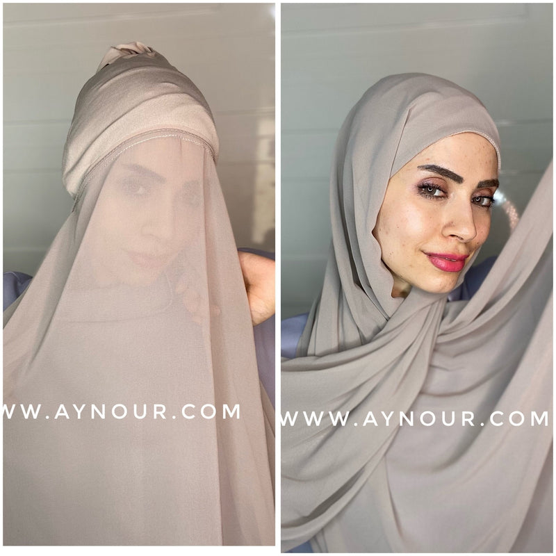 EVE ROYAL color Chiffon Instant Hijab 2 Layers - Aynour.com