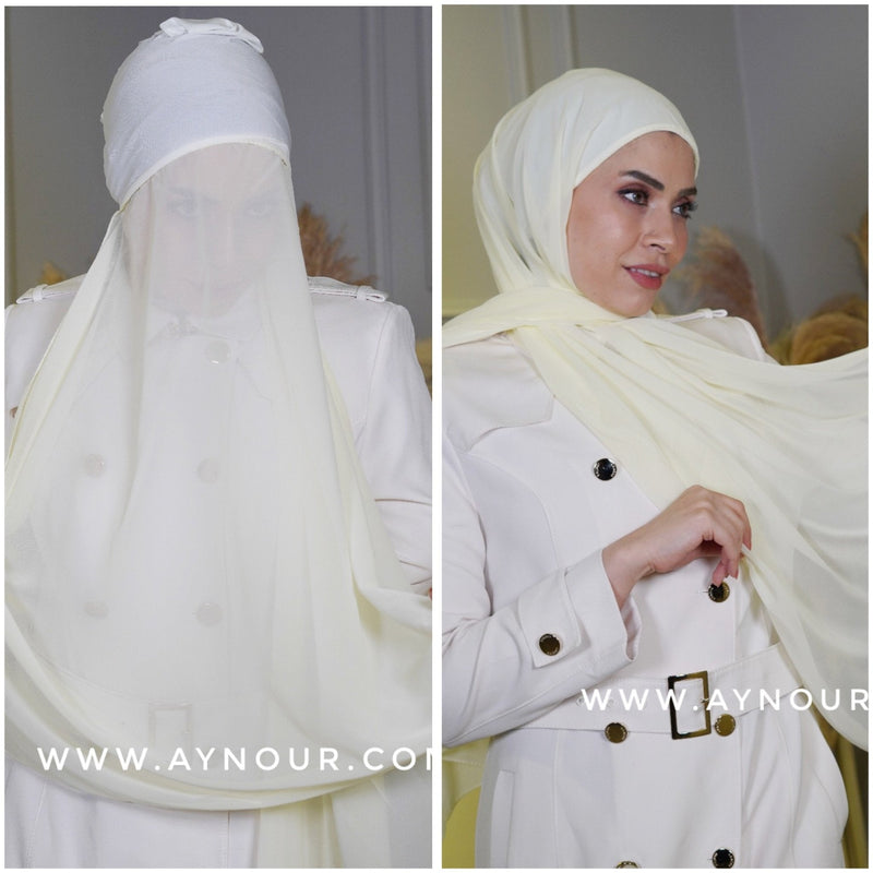 EVE SPRING Color Chiffon Instant Hijab 2 Layers - Aynour.com
