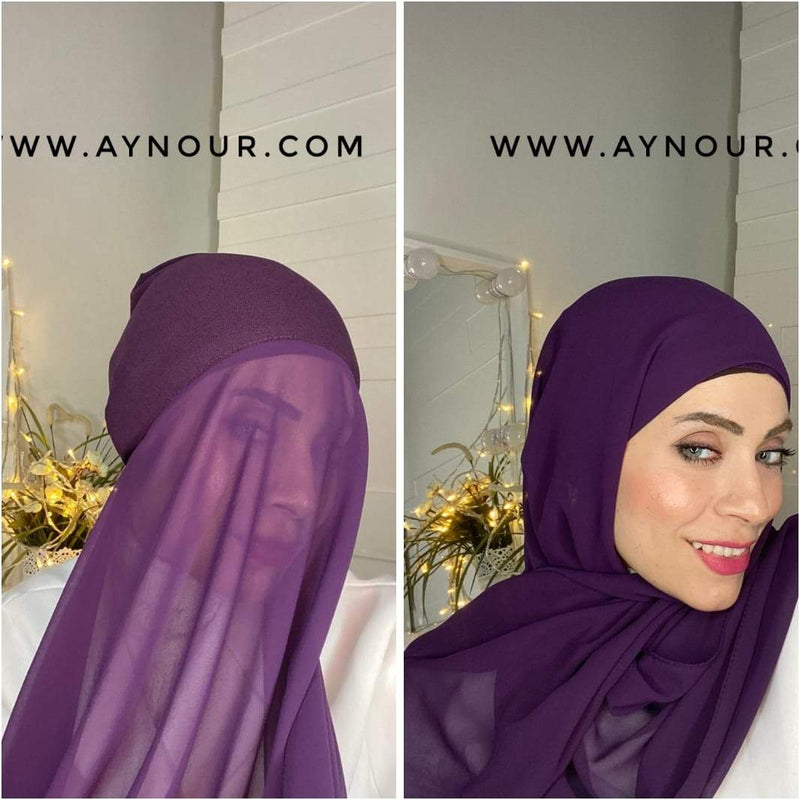 EVE SPRING Color Chiffon Instant Hijab 2 Layers - Aynour.com