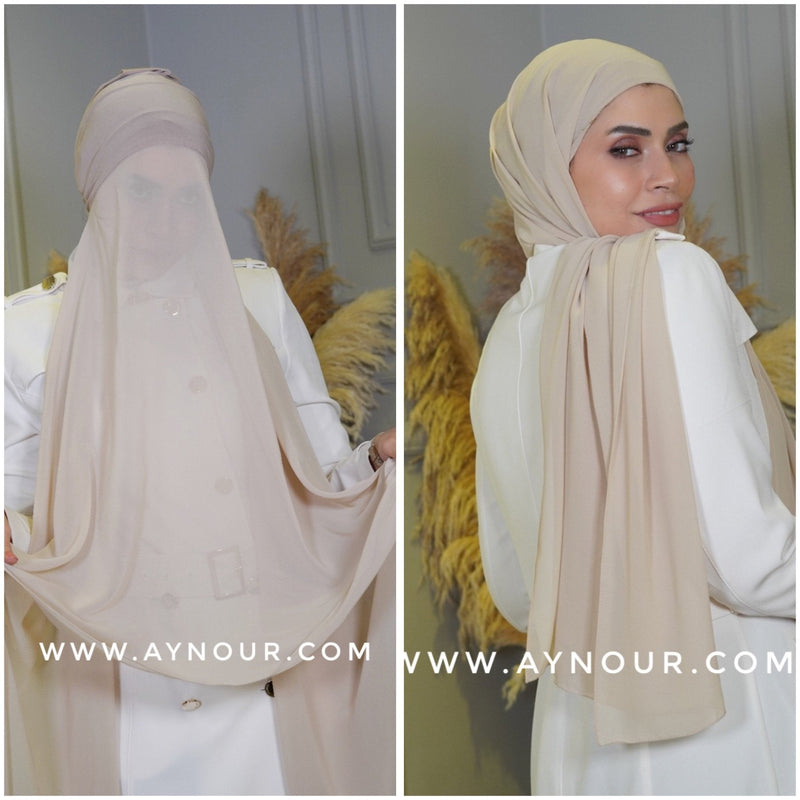 EVE SPRING Color Chiffon Instant Hijab 2 Layers - Aynour.com