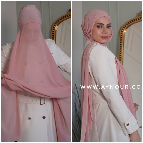 EVE SPRING Color Chiffon Instant Hijab 2 Layers - Aynour.com