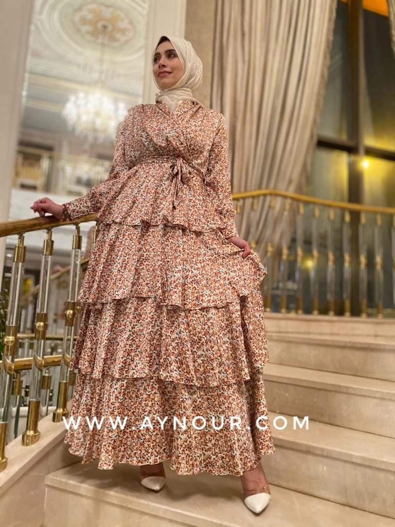 Fancy layers flowers EVENT Modest Dress 2020 - Aynour.com