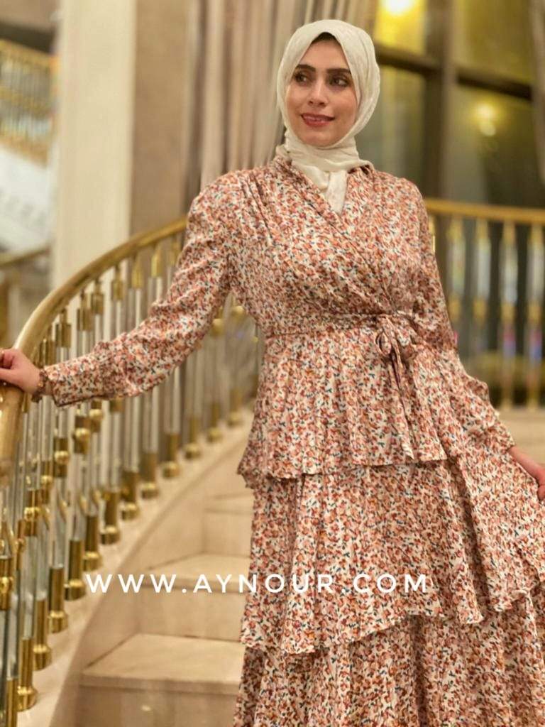 Fancy layers flowers EVENT Modest Dress 2020 - Aynour.com