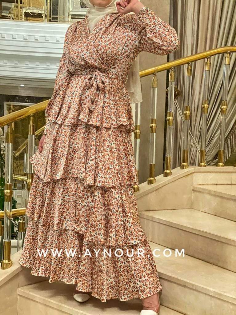 Fancy layers flowers EVENT Modest Dress 2020 - Aynour.com
