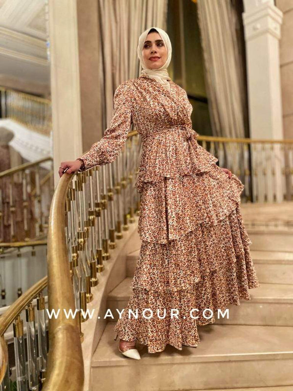 Fancy layers flowers EVENT Modest Dress 2020 - Aynour.com
