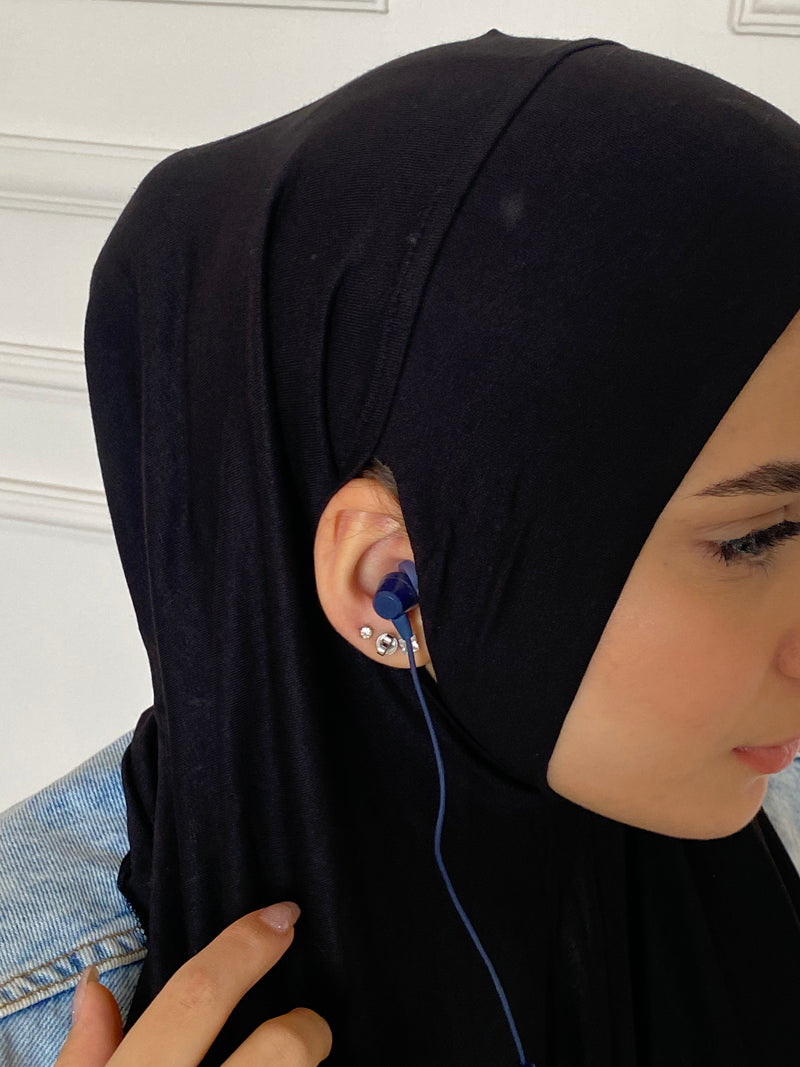 Free ears  Cotton No pin scarf Instant Hijab
