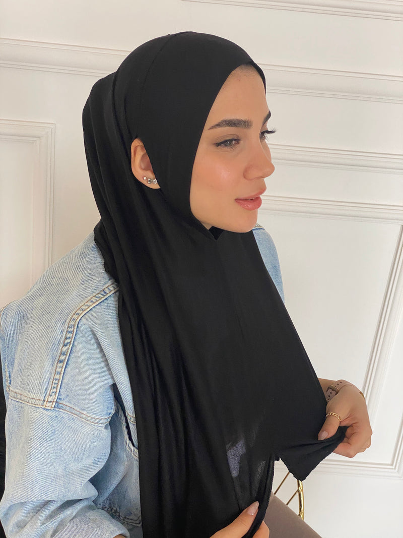 Free ears  Cotton No pin scarf Instant Hijab