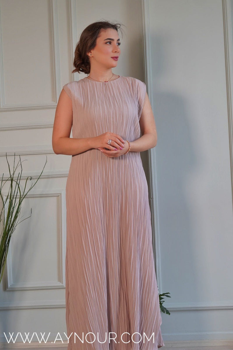 JOOD soft Bieage luxurious platted abaya - Aynour.com