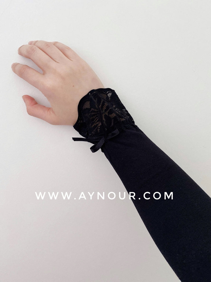Lace End Arm Cover Up Sleeve basic hijab needs - Aynour.com