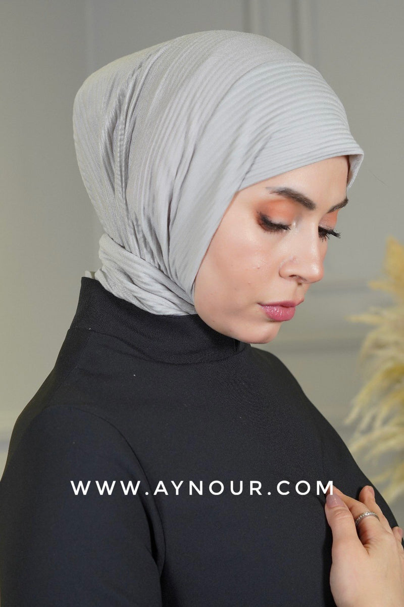 Light Gray Color cotton breathable Best Instant Hijab 2022 - Aynour.com