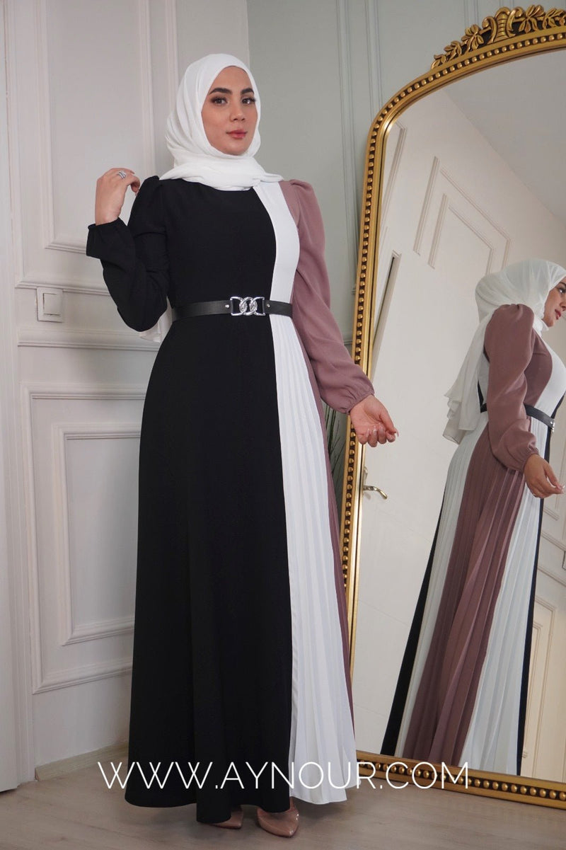 Mocha three shades Modest Dress Eid collection 2022 - Aynour.com