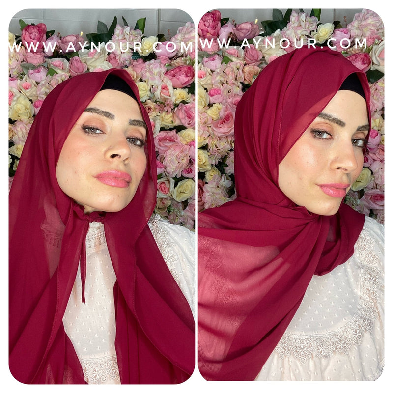 NEW Ribbon No Pin Chiffon Scarf Instant Hijab - Aynour.com