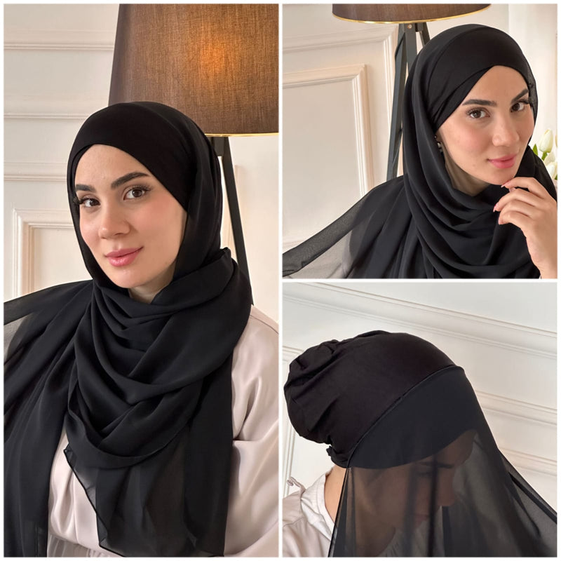 Quds Crose chiffon Cotton Instant Hijab - Aynour.com