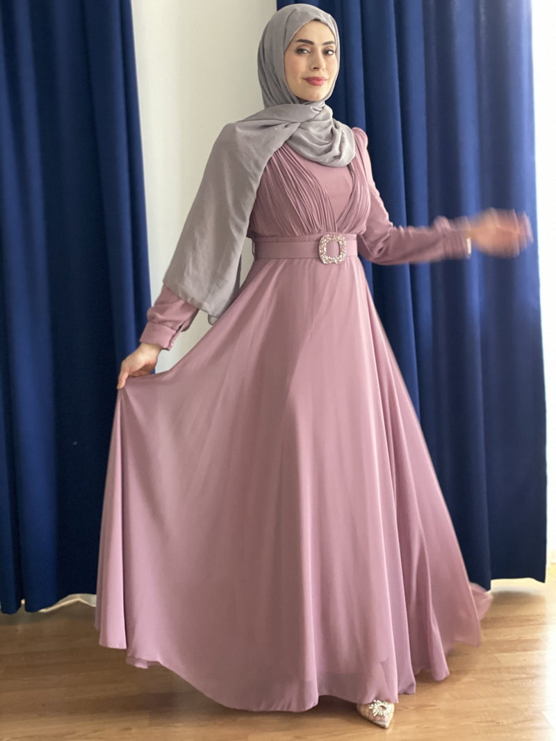 Rose Queen look chiffon Modest Dress - Aynour.com