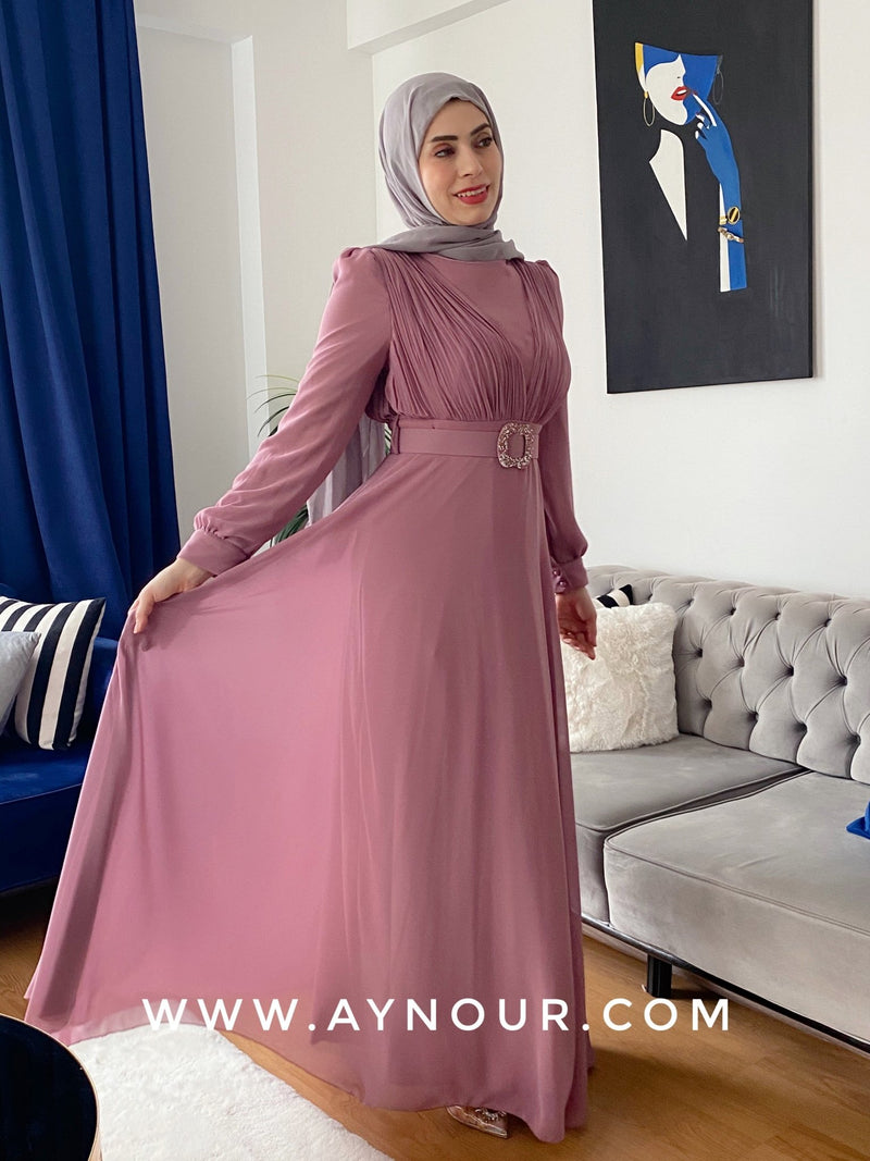 Rose Queen look chiffon Modest Dress - Aynour.com