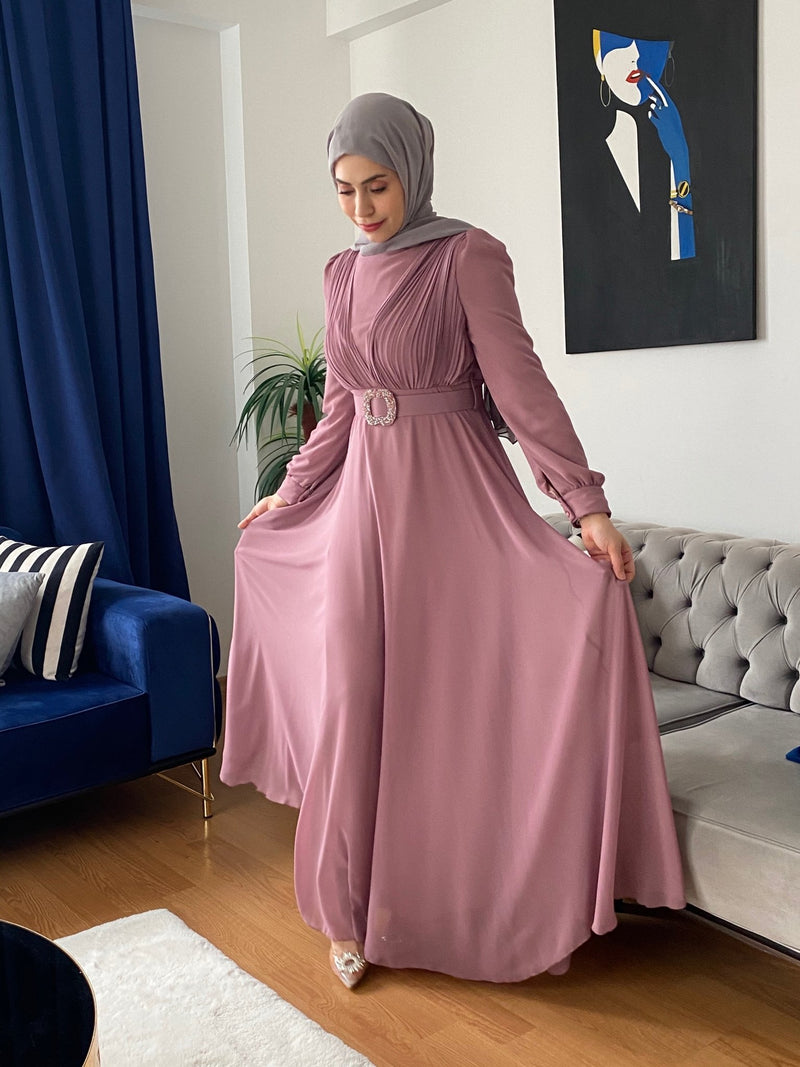 Rose Queen look chiffon Modest Dress - Aynour.com