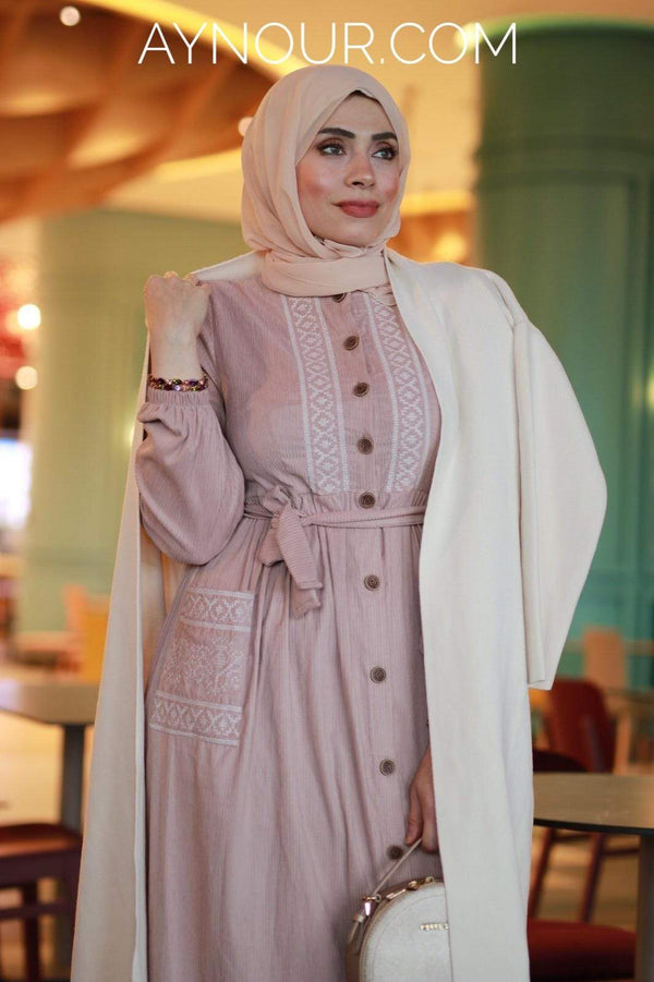 Rosy Classy Lady Winter Modest Dress 2020 - Aynour.com