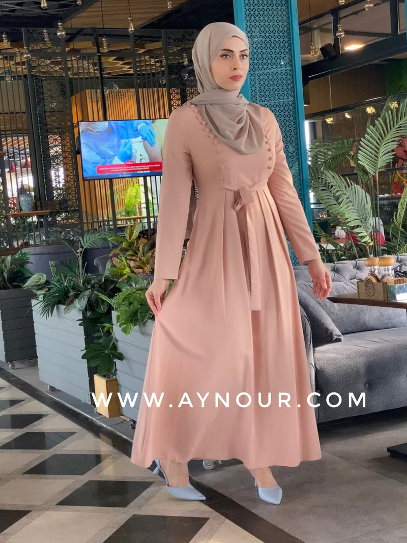 Rosy Daiana crepe Elegant Modest Dress - Aynour.com