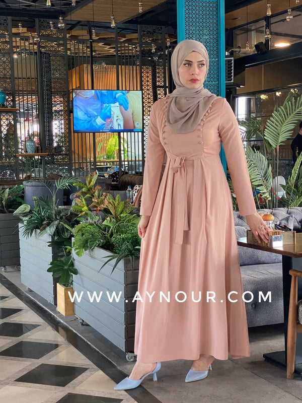 Rosy Daiana crepe Elegant Modest Dress - Aynour.com