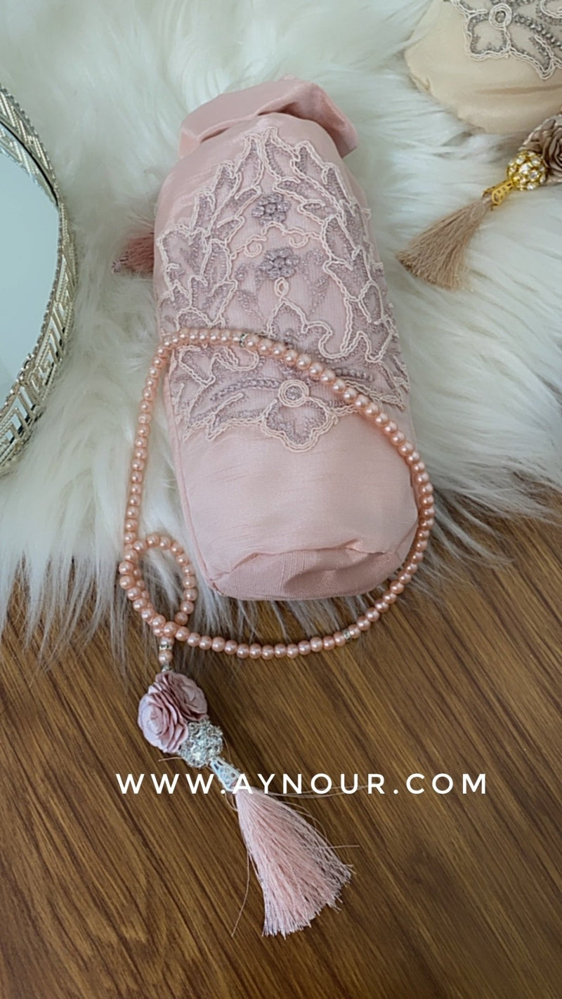 Rosy Prayer Rug-Islamic mat with luxurious bag Islam 2021 without the tesbeeh - Aynour.com