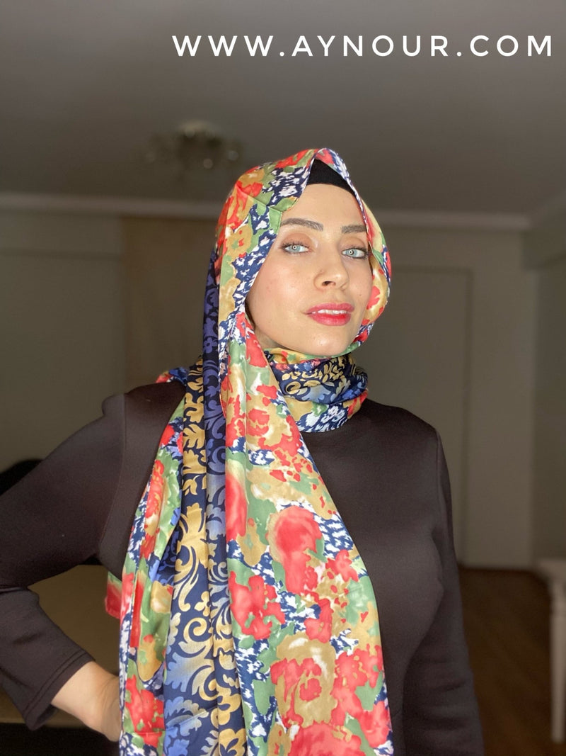 RoyaMixed colors satin classy non transparent luxurious fabric Hijab 2021 - Aynour.com
