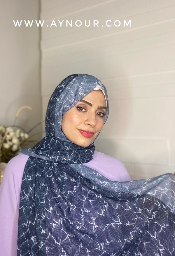 sea colors mix Printed non transparent luxurious fabric Hijab 2021 - Aynour.com
