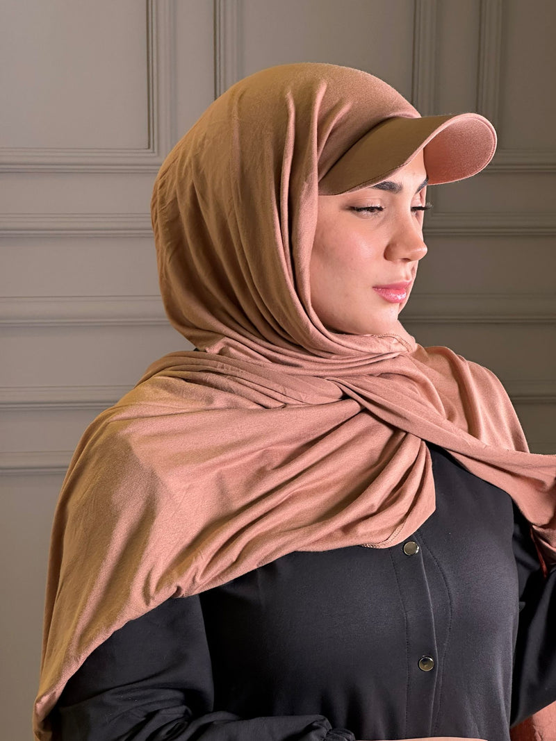 Sporty COTTON cap luxurious with long hijab hat on instant Hijab - Aynour.com
